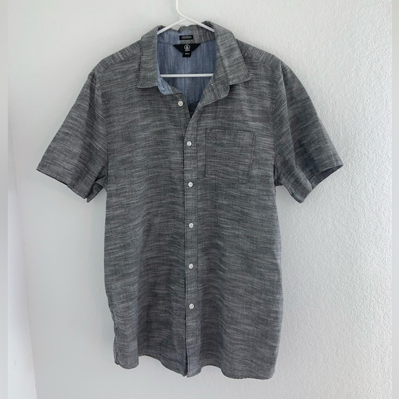 Volcom Stone Men’s Woven Short-Sleeve Button Down Shirt Grey - Picture 1 of 8